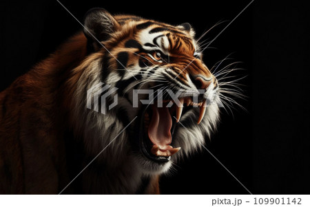 Close up portrait of and angry tiger Close up portrait of and angry tiger 109901142
