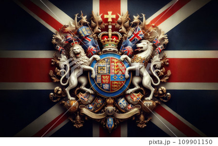 The symbol of the United Kingdom. Emblem with the Great Britain flag The symbol of the United Kingdom. Emblem with the Great Britain flag 109901150