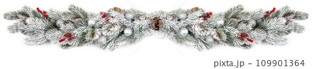 christmas border isolated on white 109901364