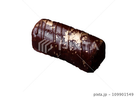 Delicious sweet cheese with syrup covered with chocolate and nuts Delicious sweet cheese with syrup covered with chocolate and nuts 109901549