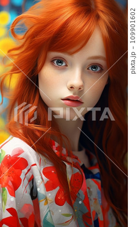 Young girl with red hair Young girl with red hair 109901602