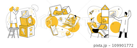Team strategy vector illustration. Team strategy metaphorically paints picture successful and thriving business Achieve progress by fostering culture creativity, collaboration, and teamwork Team strategy vector illustration. Team strategy metaphorically paints picture successful and thriving business Achieve progress by fostering culture creativity, collaboration, and teamwork 109901772
