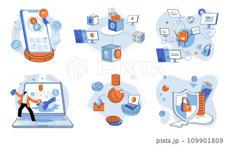 Crypto currency vector illustration. Digital wallets enable users to access and manage their crypto currencies anytime, anywhere Financial technology advancements are reshaping way we interact Crypto currency vector illustration. Digital wallets enable users to access and manage their crypto currencies anytime, anywhere Financial technology advancements are reshaping way we interact 109901809
