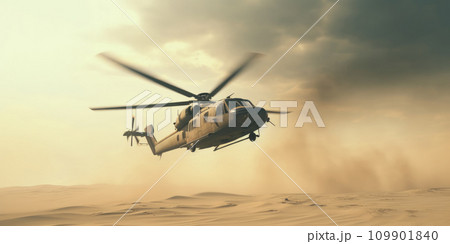 a helicopter flies over a sand military a helicopter flies over a sand military 109901840