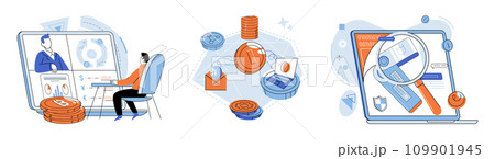 Digital currency vector illustration. Digital currency revolutionizes way we transfer and store value in digital age The economic landscape is evolving with widespread adoption digital currencies Digital currency vector illustration. Digital currency revolutionizes way we transfer and store value in digital age The economic landscape is evolving with widespread adoption digital currencies 109901945