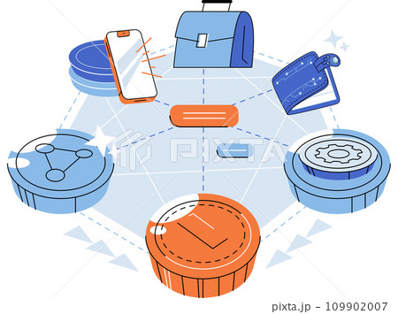 Crypto exchange vector illustration. Digital wallets streamline financial transactions by providing centralized hub for managing multiple crypto currencies The integration blockchain technology 109902007