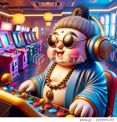 ゲームセンターで遊ぶ大仏くん ゲームセンターで遊ぶ大仏くん 109904144