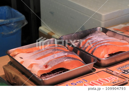 鮭の切り身 サケ 切り分けられた塩鮭 鮭の切り身 サケ 切り分けられた塩鮭 109904793