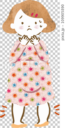 足が浮腫んで辛そうな妊婦さんの手描きイラスト 109905890