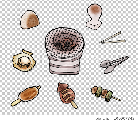 七林燒烤插畫素材：七林與食物 109907845