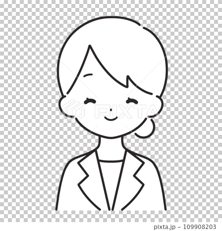 Monochrome | Smiling woman illustration | Suit Monochrome | Smiling woman illustration | Suit 109908203