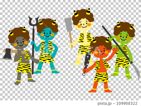 節分用の五色の鬼のベクターイラストセット 109908322