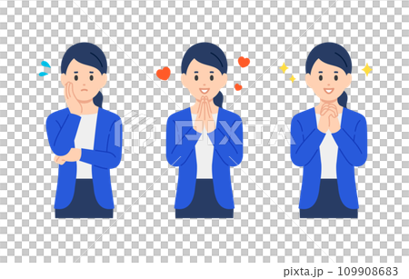 A set of business person women who poses for worries, joy, and expectations [person vector illustration material] 109908683