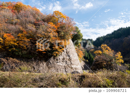 【林道】紅葉に染まるオフロード 109908721