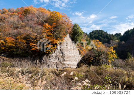 【林道】紅葉に染まるオフロード 109908724