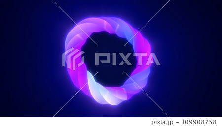 Abstract purple energy magic bright glowing spinning ring of lines, background 109908758