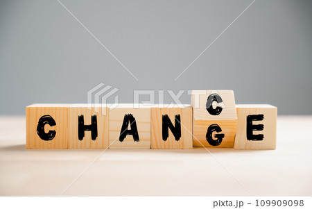 Turning CHANGE into CHANCE wooden cube revolution. Hand flips block, depicting personal growth and success. Business innovation and strategy on wood background. Your journey towards brighter career Turning CHANGE into CHANCE wooden cube revolution. Hand flips block, depicting personal growth and success. Business innovation and strategy on wood background. Your journey towards brighter career 109909098