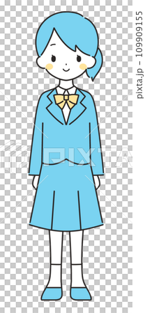 Light blue|Smiling girl in blazer|Full body Light blue|Smiling girl in blazer|Full body 109909155