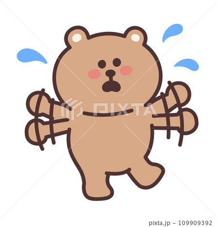 かわいいクマのイラスト　焦る 109909392