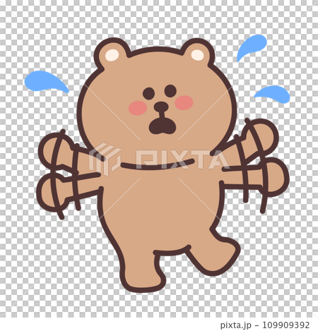 かわいいクマのイラスト　焦る 109909392