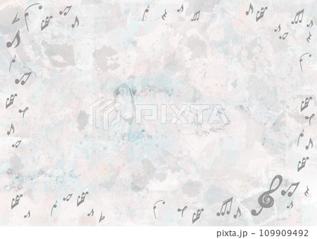 音符が散りばめられた白っぽい背景素材 109909492