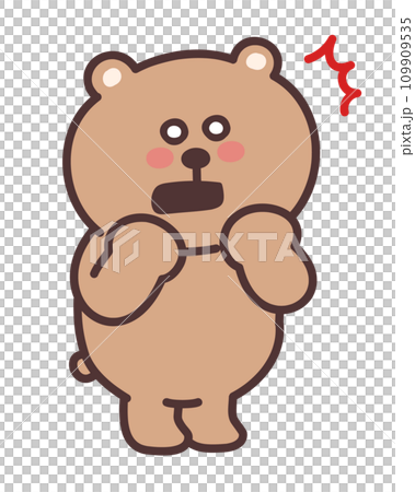 かわいいクマのイラスト　びっくりする 109909535