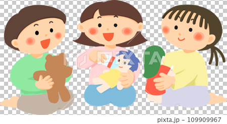 男孩和女孩玩洋娃娃 男孩和女孩玩洋娃娃 109909967