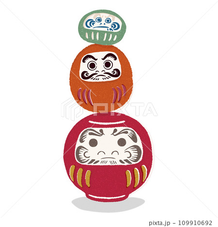 レトロなだるまさん・七転び八起き・縁起物・新春のイラスト素材