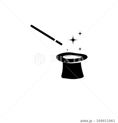magic wand and magic hat logo illustration design 109911061