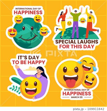 Happiness Day Label Flat Cartoon Hand Drawn Templates Background Illustration Happiness Day Label Flat Cartoon Hand Drawn Templates Background Illustration 109911642