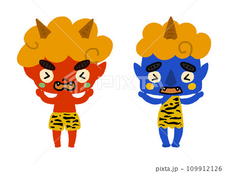 赤鬼と青鬼_手描きのイラスト 赤鬼と青鬼_手描きのイラスト 109912126