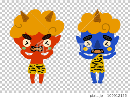 赤鬼と青鬼_手描きのイラスト 赤鬼と青鬼_手描きのイラスト 109912126