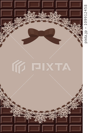 板チョコレートと繊細なレースのフレーム_ダークチョコレート 板チョコレートと繊細なレースのフレーム_ダークチョコレート 109912458