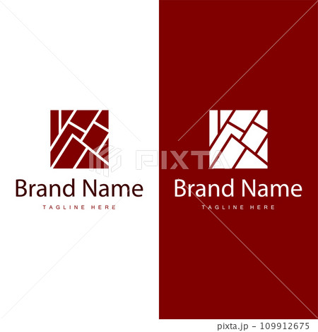 Floor Logo Design for Home Ceramic Decoration with Minimalist Abstract Shapes, Vector Templet Illustration 109912675