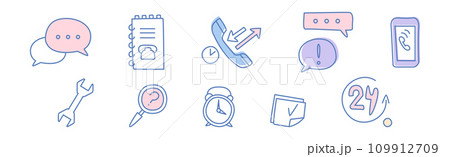 Call Center and Product Management and Support Line Icon Vector Set Call Center and Product Management and Support Line Icon Vector Set 109912709