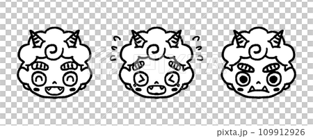 Red demon's various facial expressions illustration set_monochrome 109912926