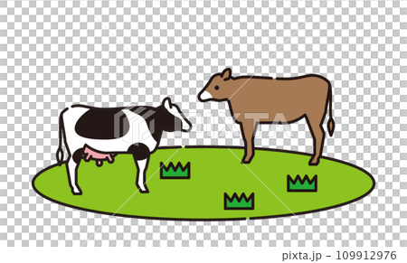 草を食べる牛のイラスト 草を食べる牛のイラスト 109912976