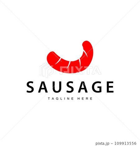 Sausage Logo, Simple barbeque sausage grilled meat design for restaurant business, vector illustration 109913556