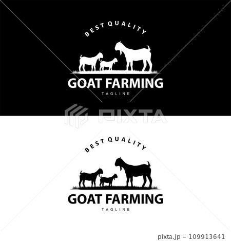 Premium Vector | Goat farm logo design template retro style