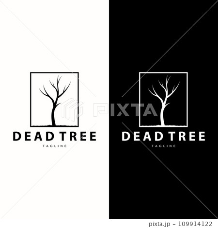 Drought Logo, Dry Tree Logo Design with Simple, Minimalist and Modern Vector Line Style 109914122