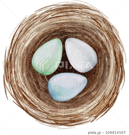 Easter egg in nest watercolor clipart 109914507