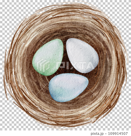 Easter egg in nest watercolor clipart 109914507