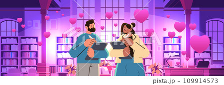 man woman couple in love reading books in library with pink hearts happy valentines day celebration concept man woman couple in love reading books in library with pink hearts happy valentines day celebration concept 109914573