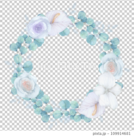 flower wreath and bouquet watercolor clipart 109914681