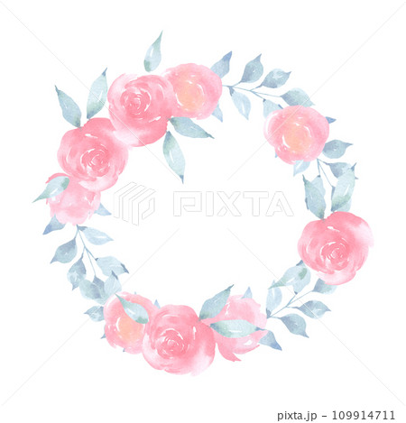 flower wreath and bouquet watercolor clipart 109914711