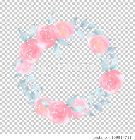 flower wreath and bouquet watercolor clipart 109914711