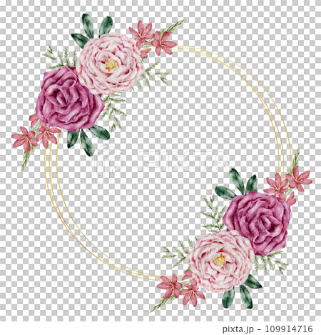 flower wreath and bouquet watercolor clipart flower wreath and bouquet watercolor clipart 109914716