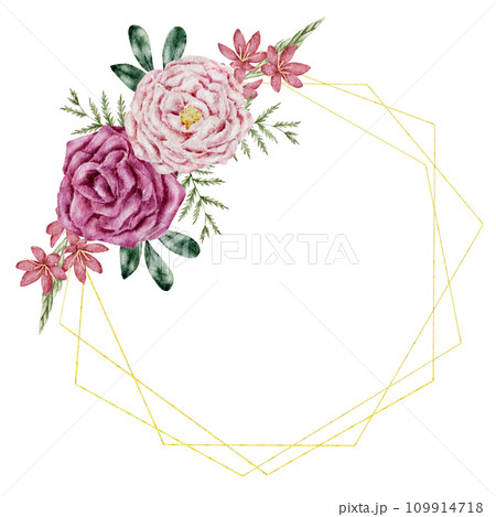 flower wreath and bouquet watercolor clipart flower wreath and bouquet watercolor clipart 109914718