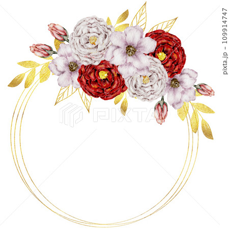 flower wreath and bouquet watercolor clipart flower wreath and bouquet watercolor clipart 109914747