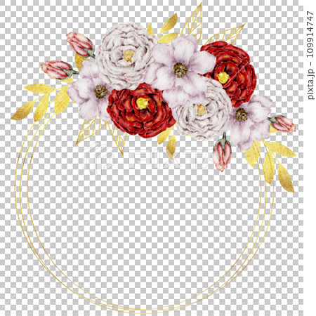 flower wreath and bouquet watercolor clipart flower wreath and bouquet watercolor clipart 109914747